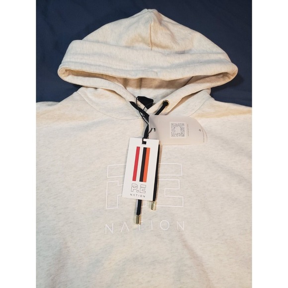 P.E. Nation NWT Womens Endurance Drawstring Hoodie Sweatshirt White M Pullover - Picture 2 of 16